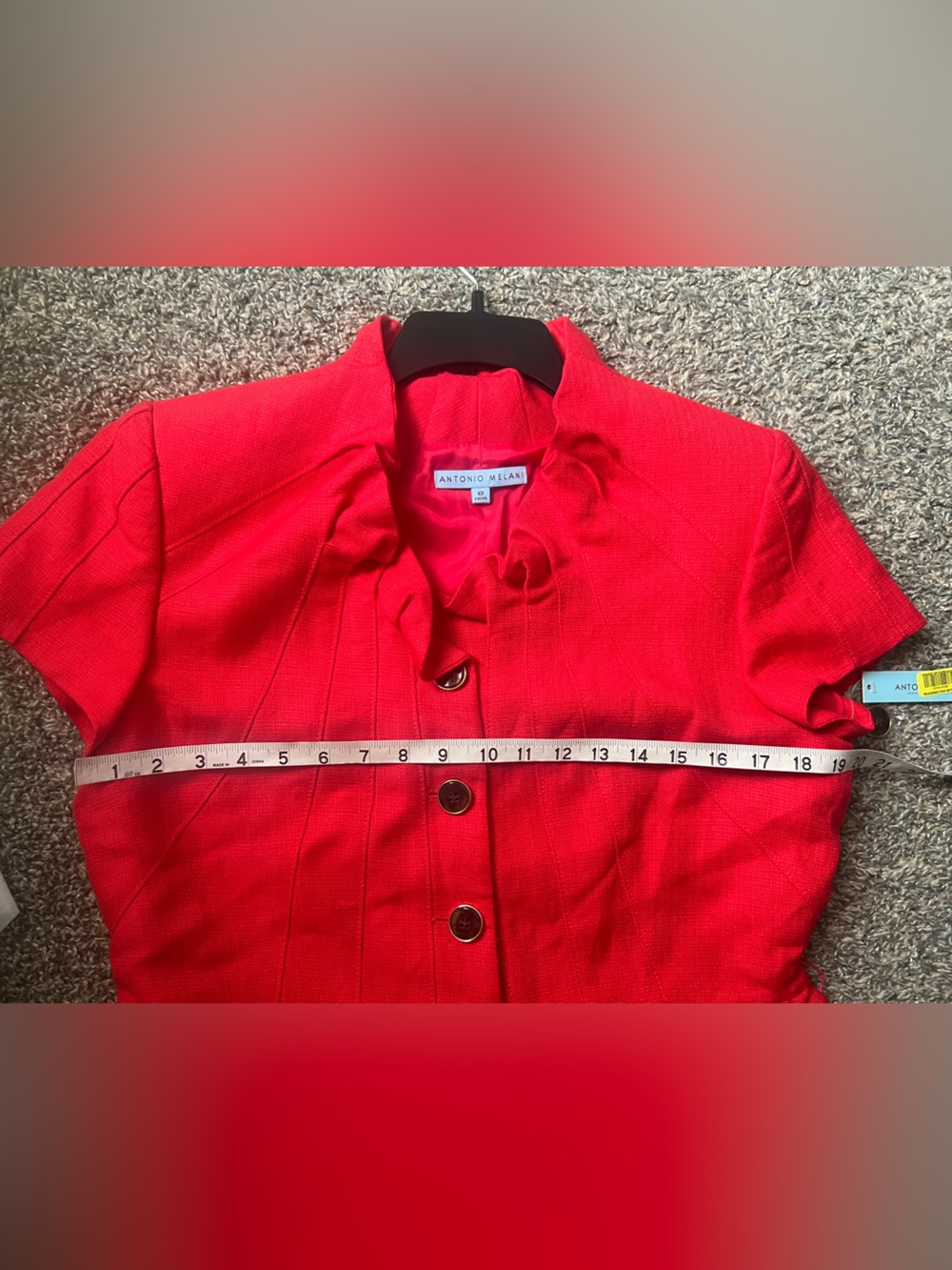 Antonio MELANI Cottagecore coral orange cap sleeve blazer - Picture 9 of 12